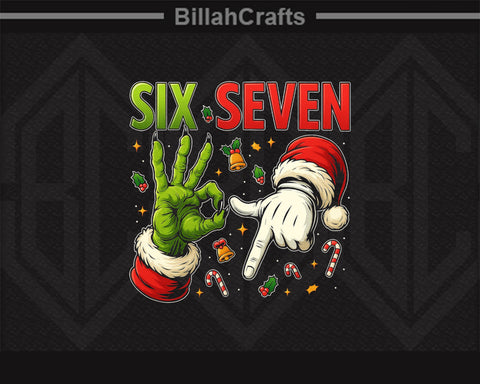 Six Seven Christmas Hand Sign PNG Funny Santa & Grinch Style Clipart SVG BillahCrafts 