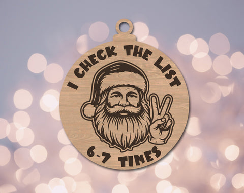 Six Seven Christmas Ornament SVG Bundle | Funny Santa Laser Cut Files | 67 Meme Ornament Files | Glowforge Engraving | CNC Cricut Cut Files SVG HappyDesignStudio 