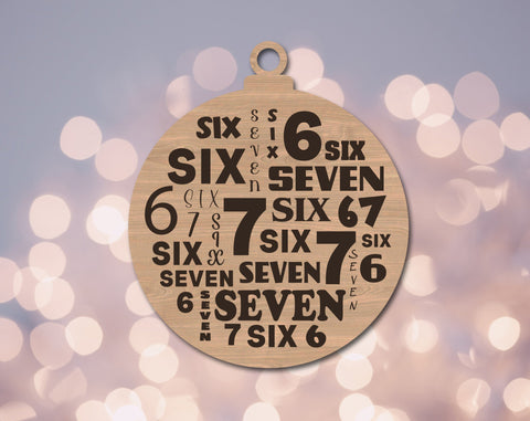 Six Seven Christmas Ornament SVG Bundle | Funny Santa Laser Cut Files | 67 Meme Ornament Files | Glowforge Engraving | CNC Cricut Cut Files SVG HappyDesignStudio 