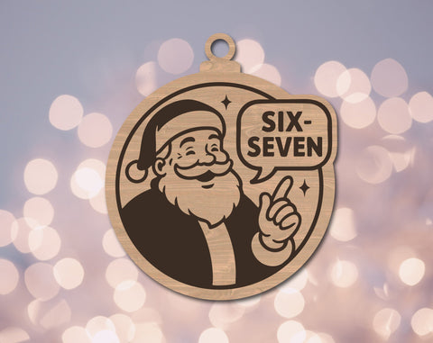 Six Seven Christmas Ornament SVG Bundle | Funny Santa Laser Cut Files | 67 Meme Ornament Files | Glowforge Engraving | CNC Cricut Cut Files SVG HappyDesignStudio 