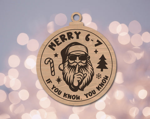 Six Seven Christmas Ornament SVG Bundle | Funny Santa Laser Cut Files | 67 Meme Ornament Files | Glowforge Engraving | CNC Cricut Cut Files SVG HappyDesignStudio 