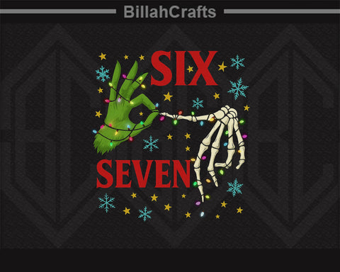 Six Seven Funny Grinch and Skeleton Hand Christmas Lights PNG SVG BillahCrafts 