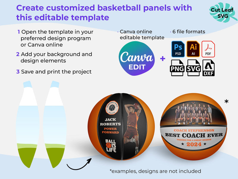 Size 7 Basketball Panel Template, Canva Template, Basketball Template