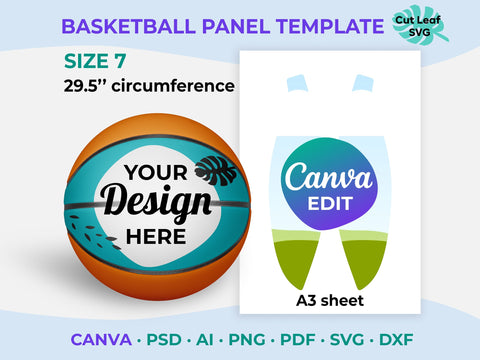 Size 7 Basketball Panel Template, Canva Template, Basketball Template, Custom Basketball Panel Template, Blank Basketball Panel Template Sublimation CutLeafSvg 