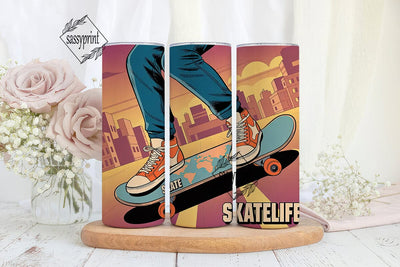 Skate Life 20oz Tumbler Wrap Sublimation sassyprint 