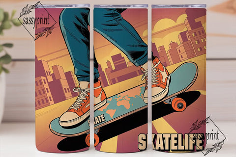 Skate Life 20oz Tumbler Wrap Sublimation sassyprint 