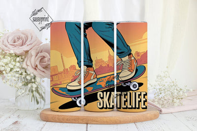 Skate Life 20oz Tumbler Wrap Sublimation sassyprint 