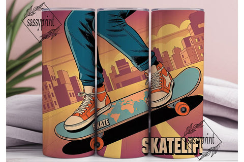 Skate Life 20oz Tumbler Wrap Sublimation sassyprint 