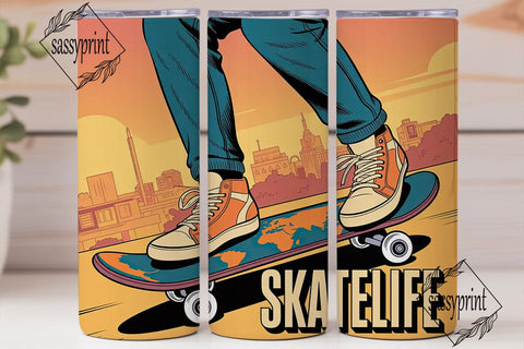 Skate Life 20oz Tumbler Wrap Sublimation sassyprint 