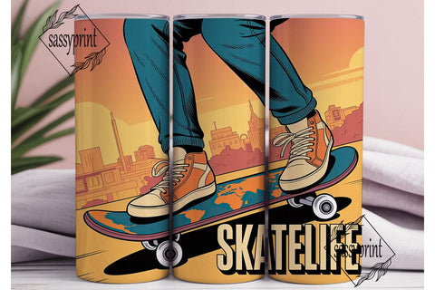 Skate Life 20oz Tumbler Wrap Sublimation sassyprint 