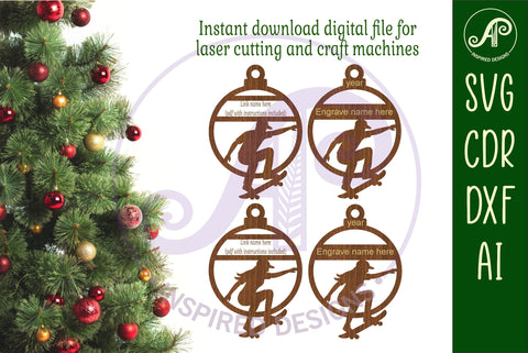 Skateboarder personalized Christmas Ornament SVG SVG APInspireddesigns 