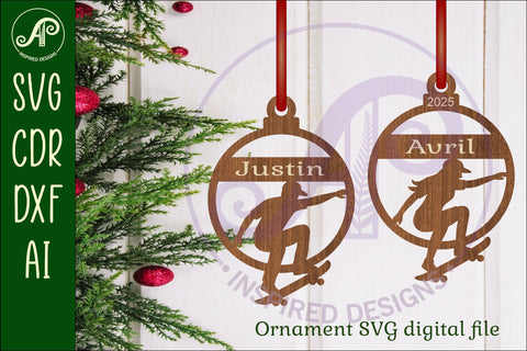 Skateboarder personalized Christmas Ornament SVG SVG APInspireddesigns 