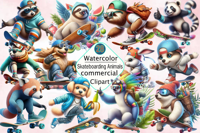 Skateboarding Animal Sublimation Bundle Sublimation SVGArt 