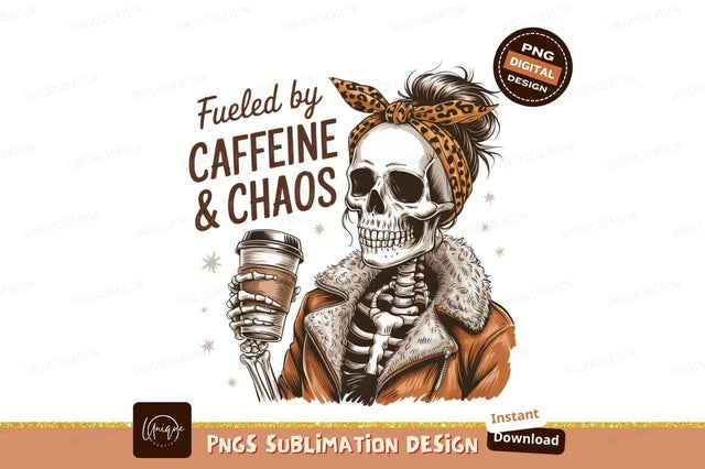 Skeletal Woman With Coffee Sublimation Png Sublimation Designangry 