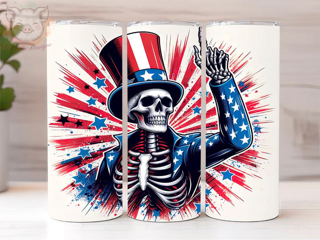 Skeleton 4th of July 20oz Tumbler Png, Straight & Tapered Tumbler Png, Patriotic Skeleton Tumbler Png, Digital Download PNG Sublimation Lara' s Designs 