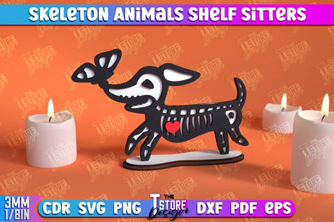 Skeleton Animals Shelf Sitters Bundle | Halloween Skeleton | Little Monsters | CNC File SVG The T Store Design 