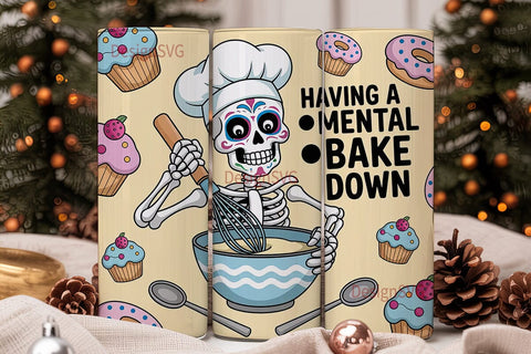 Skeleton Baker 20oz Tumbler Wrap Sublimation DesignSVG 