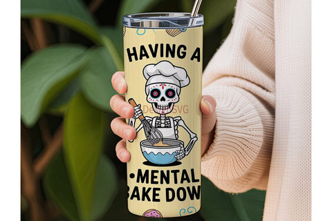 Skeleton Baker 20oz Tumbler Wrap Sublimation DesignSVG 