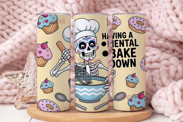 Skeleton Baker 20oz Tumbler Wrap Sublimation DesignSVG 
