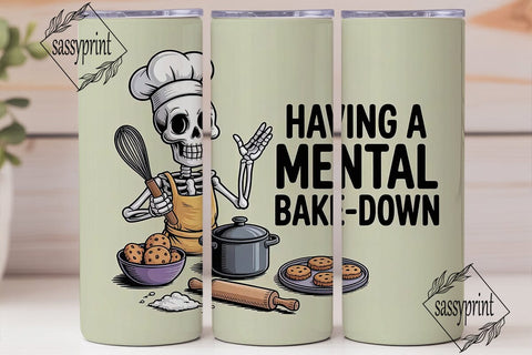 Skeleton Baker 20oz Tumbler Wrap Sublimation sassyprint 
