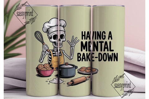 Skeleton Baker 20oz Tumbler Wrap Sublimation sassyprint 