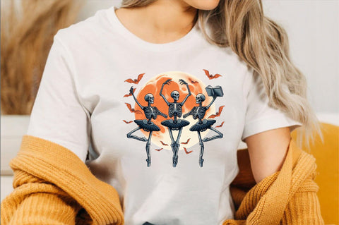 Skeleton ballerinas dancing under Moon Sublimation Clipart Sublimation SVGArt 