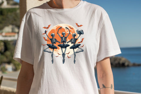 Skeleton ballerinas dancing under Moon Sublimation Clipart Sublimation SVGArt 