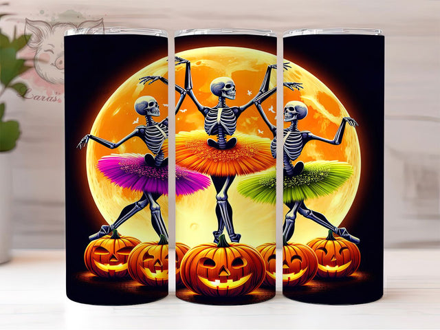 Skeleton Ballet Spooky Dance Tumbler, Halloween Dancer Cup, 20Oz Skinny Tumbler Wrap, Spooky Ballet Sublimation, Gothic Dance Gift Idea, Skeleton Halloween Cup, Digital Spooky Art Sublimation Lara' s Designs 