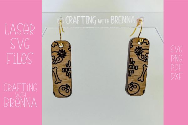 Skeleton Bar Earring Laser SVG File SVG Crafting With Brenna 