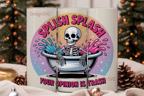 Skeleton Bath Tumbler Wrap PNG Sublimation DesignSVG 