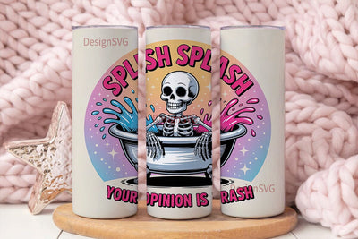 Skeleton Bath Tumbler Wrap PNG Sublimation DesignSVG 
