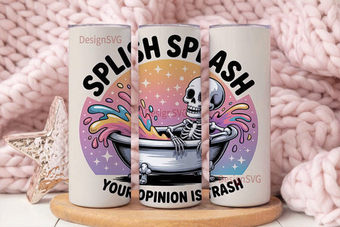 Skeleton Bath Tumbler Wrap PNG Sublimation DesignSVG 