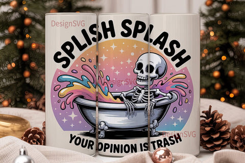 Skeleton Bath Tumbler Wrap PNG Sublimation DesignSVG 
