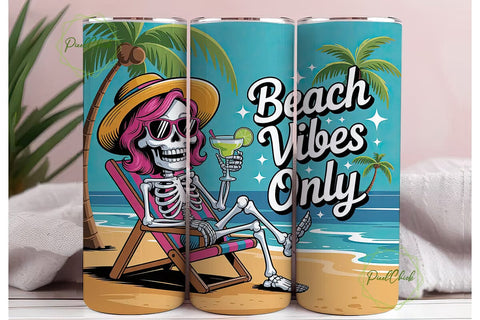 Skeleton Beach Vibes 20oz Tumbler Sublimation PixelChick 