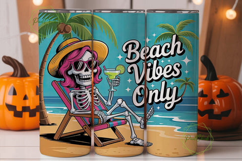 Skeleton Beach Vibes 20oz Tumbler Sublimation PixelChick 