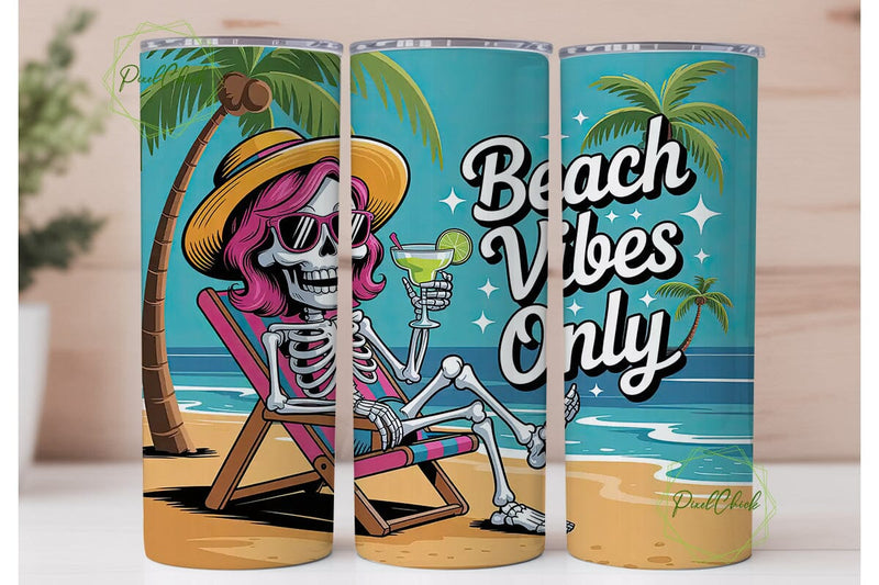 Skeleton Beach Vibes 20oz Tumbler Sublimation PixelChick 