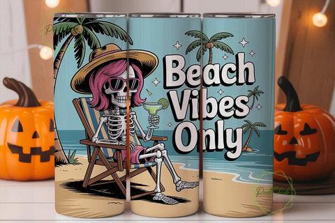 Skeleton Beach Vibes 20oz Tumbler Sublimation PixelChick 