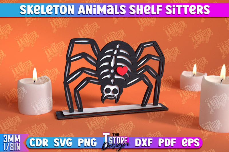 Skeleton Bear Spider Sitters | Halloween Skeleton | Little Monsters | CNC File SVG The T Store Design 
