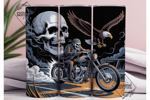 Skeleton Biker Tumbler Wrap Sublimation sassyprint 