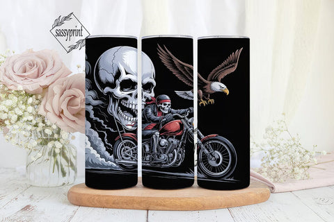 Skeleton Biker Tumbler Wrap Sublimation sassyprint 