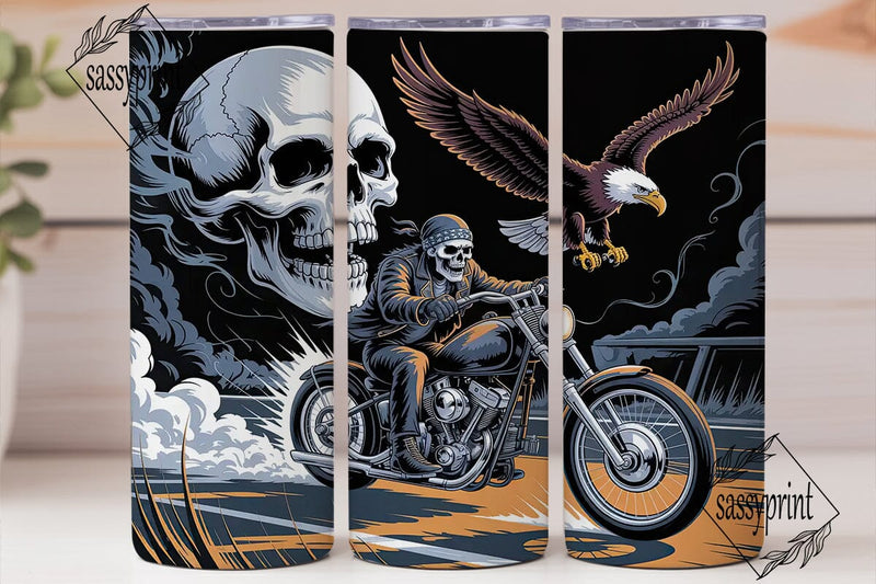 Skeleton Biker Tumbler Wrap Sublimation sassyprint 
