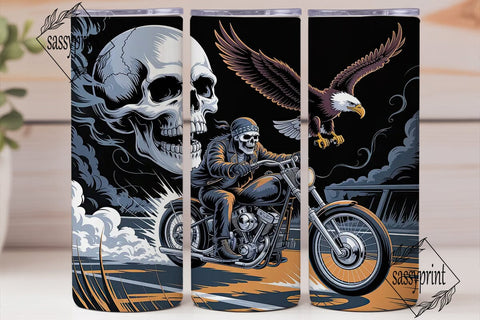 Skeleton Biker Tumbler Wrap Sublimation sassyprint 