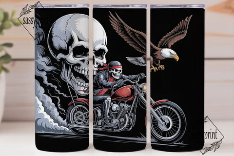Skeleton Biker Tumbler Wrap Sublimation sassyprint 