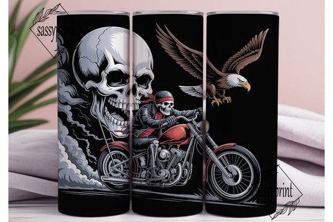 Skeleton Biker Tumbler Wrap Sublimation sassyprint 