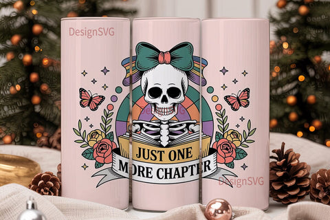 Skeleton Book Lover 20oz Tumbler Wrap Sublimation DesignSVG 