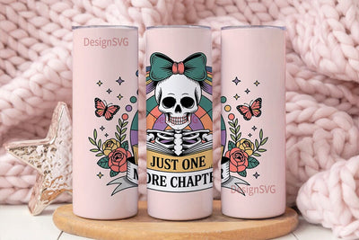 Skeleton Book Lover 20oz Tumbler Wrap Sublimation DesignSVG 