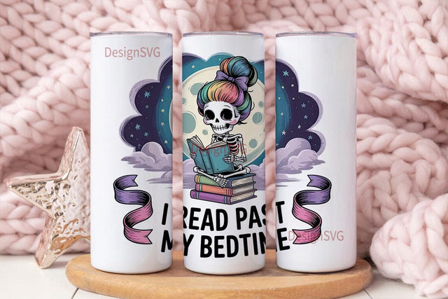 Skeleton Bookworm 20oz Tumbler Wrap Sublimation DesignSVG 