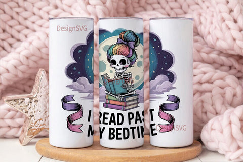 Skeleton Bookworm 20oz Tumbler Wrap Sublimation DesignSVG 