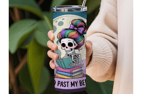 Skeleton Bookworm 20oz Tumbler Wrap Sublimation DesignSVG 