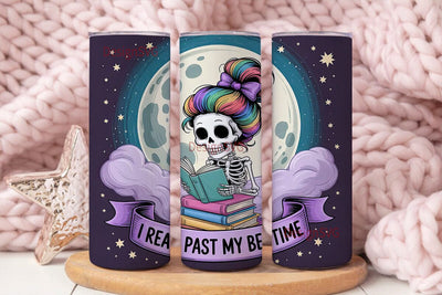 Skeleton Bookworm 20oz Tumbler Wrap Sublimation DesignSVG 